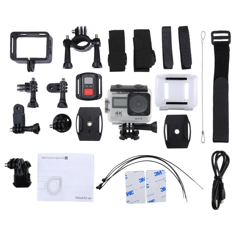 S300 HD 4K WiFi 12.0MP Sport Camera with Remote Control & 30m Waterproof Case, 2.0 inch LTPS Touch Screen + 0.66 inch Front Display, Generalplus 4248, 170 Degree A Wide Angle Lens(Silver)