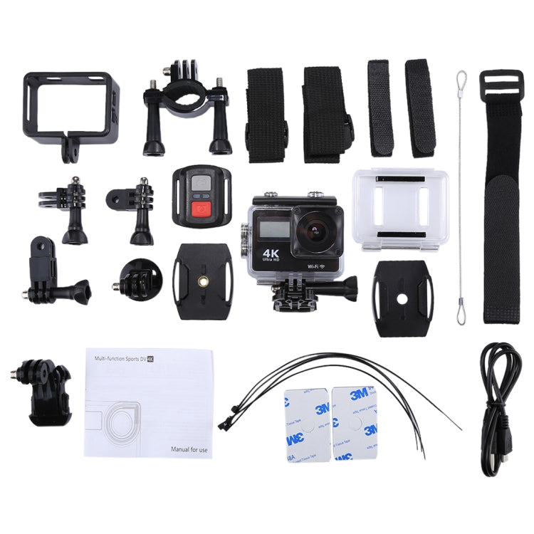 S300 HD 4K WiFi 12.0MP Sport Camera with Remote Control & 30m Waterproof Case, 2.0 inch LTPS Touch Screen + 0.66 inch Front Display, Generalplus 4248, 170 Degree A Wide Angle Lens(Black)