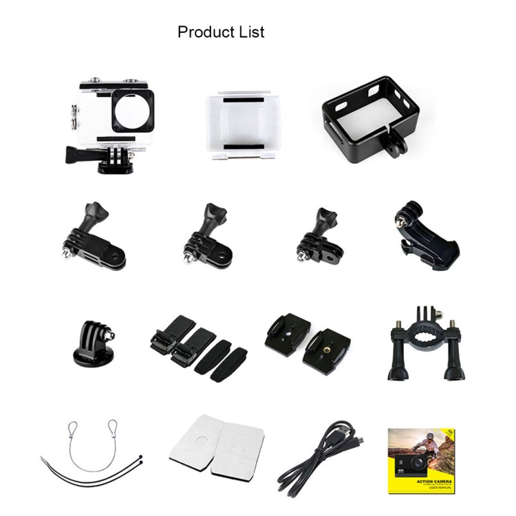 C1 Dual-Screen 2.0 inch + 1.3 inch Screen Anti-shake 4K WiFi Sport Action Camera Camcorder with Waterproof Housing Case, Allwinner V316, 170 Degrees Wide Angle (Black)