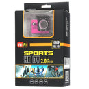 H16 1080P Portable WiFi Waterproof Sport Camera, 2.0 inch Screen, Generalplus 4248, 170 A+ Degrees Wide Angle Lens, Support TF Card(Magenta)