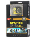 H16 1080P Portable WiFi Waterproof Sport Camera, 2.0 inch Screen, Generalplus 4248, 170 A+ Degrees Wide Angle Lens, Support TF Card(Yellow)