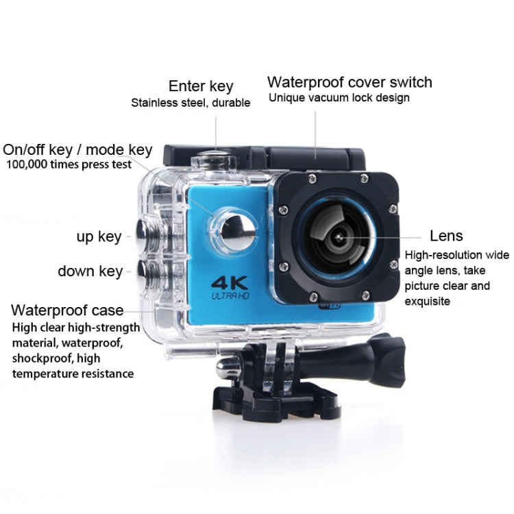 HAMTOD H9A Pro HD 4K WiFi Sport Camera with Remote Control & Waterproof Case, Generalplus 4247, 2.0 inch LCD Screen, 170 Degree A Wide Angle Lens(Gold)