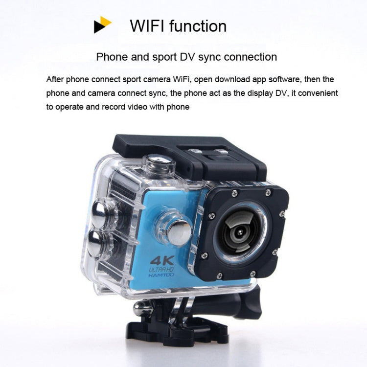 HAMTOD H9A HD 4K WiFi Sport Camera with Waterproof Case, Generalplus 4247, 2.0 inch LCD Screen, 120 Degree Wide Angle Lens (Gold)