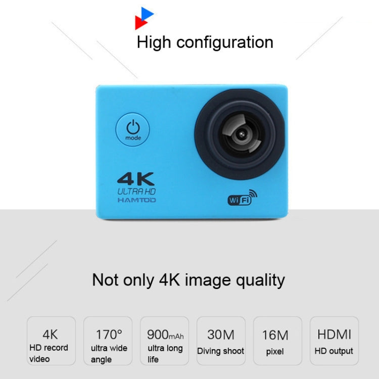 HAMTOD H9A HD 4K WiFi Sport Camera with Waterproof Case, Generalplus 4247, 2.0 inch LCD Screen, 120 Degree Wide Angle Lens (Gold)
