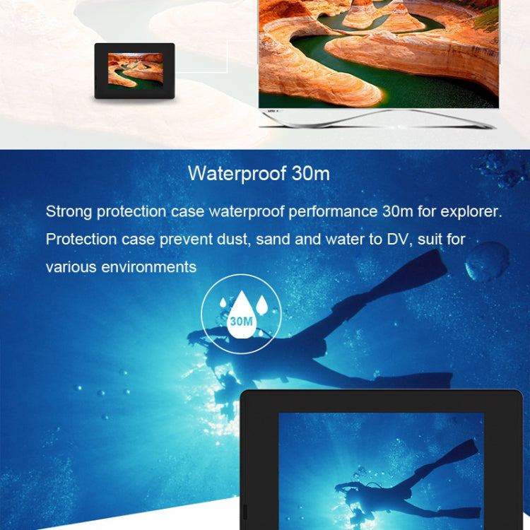 HAMTOD HF40 Sport Camera with 30m Waterproof Case, Generalplus 6624, 2.0 inch LCD Screen(Blue)
