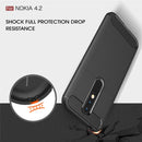 Brushed Texture Carbon Fiber TPU Case for Nokia 4.2(Red)