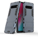 Shockproof PC + TPU Case for Galaxy S10 5G, with Holder(Navy Blue)