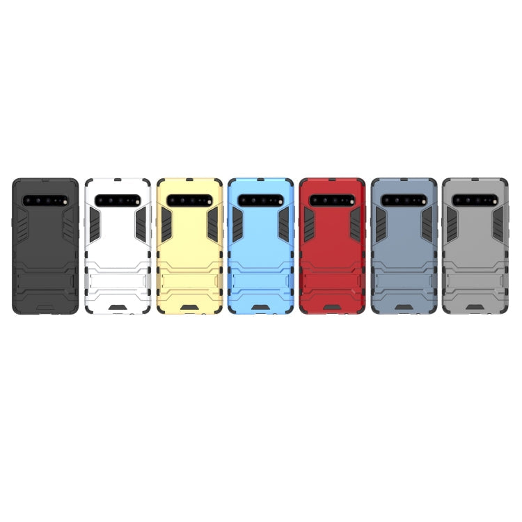 Shockproof PC + TPU Case for Galaxy S10 5G, with Holder(Navy Blue)