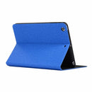 iPad Mini 1 / Mini 2 / Mini 3 Fabric Texture Horizontal Left and Right Open Solid Leather Case with Sleep Belt Bracket(Blue)