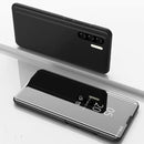 Electroplating Mirror Horizontal Flip Leather Case for Huawei P30 Pro, with Holder(Black)