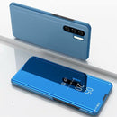 Electroplating Mirror Horizontal Flip Leather Case for Huawei P30 Pro, with Holder(Sky Blue)