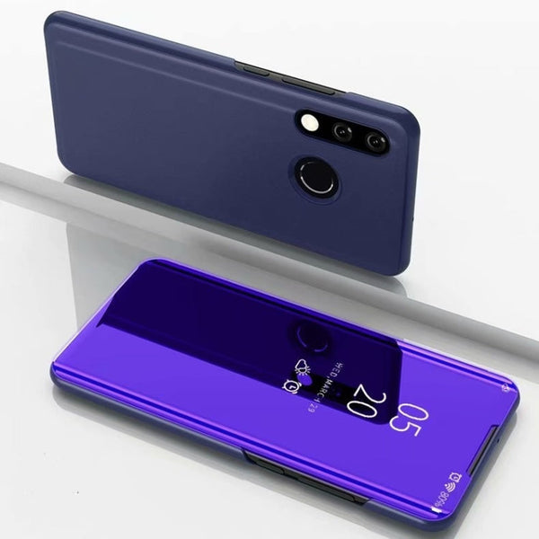 Electroplating Mirror Horizontal Flip Leather Case for Huawei P30 Lite / Nova 4e, with Holder(Violet blue)