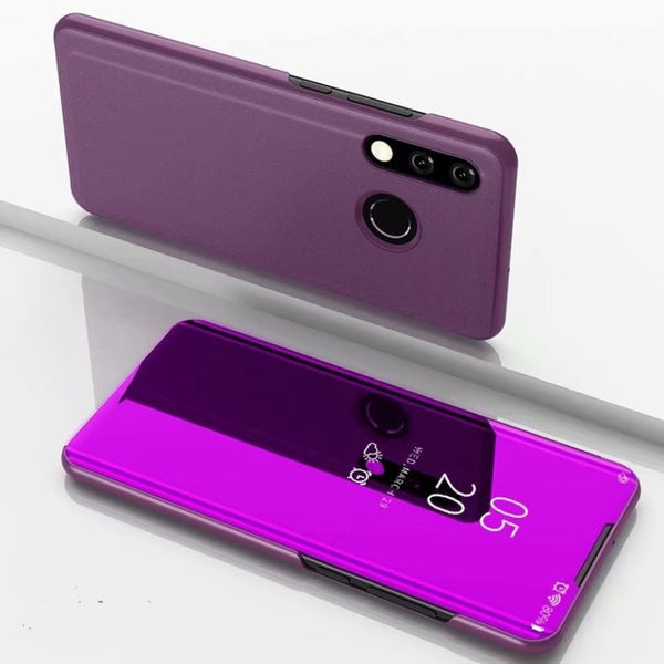 Electroplating Mirror Horizontal Flip Leather Case for Huawei P30 Lite / Nova 4e, with Holder(Purple)