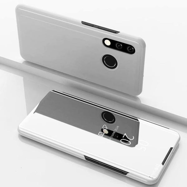 Electroplating Mirror Horizontal Flip Leather Case for Huawei P30 Lite / Nova 4e, with Holder(Silver)