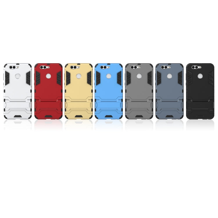Shockproof PC + TPU Case for Huawei Nova 2 Plus, with Holder(Navy Blue)