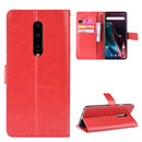 Retro Crazy Horse Texture Horizontal Flip Leather Case for OnePlus 7 Pro, with Holder & Card Slots & Photo Frame(Red)