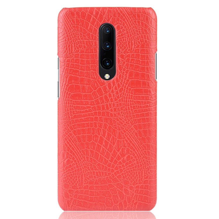Shockproof Crocodile Texture PC + PU Case for OnePlus 7 Pro(Red)
