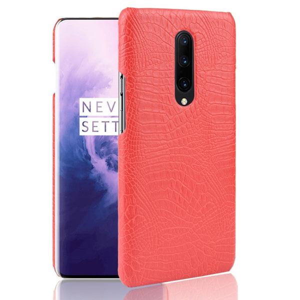 Shockproof Crocodile Texture PC + PU Case for OnePlus 7 Pro(Red)