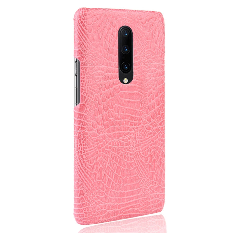 Shockproof Crocodile Texture PC + PU Case for OnePlus 7 Pro(Pink)