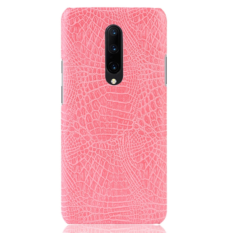 Shockproof Crocodile Texture PC + PU Case for OnePlus 7 Pro(Pink)