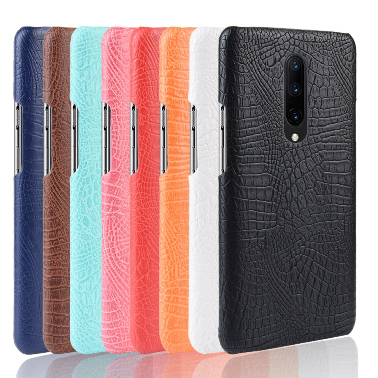Shockproof Crocodile Texture PC + PU Case for OnePlus 7 Pro(Brown)