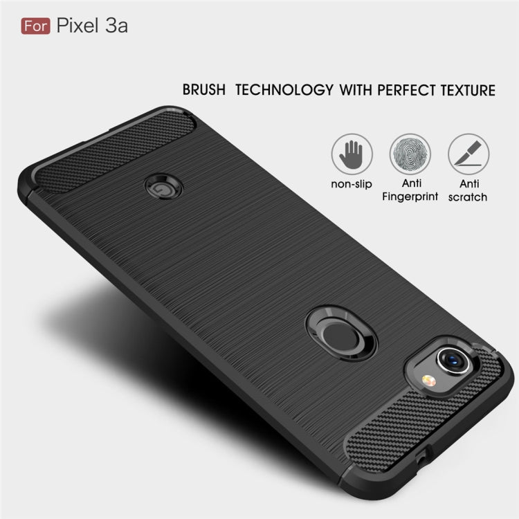 Brushed Texture Carbon Fiber TPU Case for Google Pixel 3a(Black)