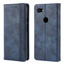 Magnetic Buckle Retro Crazy Horse Texture Horizontal Flip Leather Case for Google Pixel 3a , with Holder & Card Slots & Photo Frame(Blue)