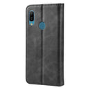 Magnetic Buckle Retro Crazy Horse Texture Horizontal Flip Leather Case for Huawei Y6 (2019), with Holder & Card Slots & Photo Frame(Black)