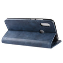Magnetic Buckle Retro Crazy Horse Texture Horizontal Flip Leather Case for Huawei Y6 (2019), with Holder & Card Slots & Photo Frame(Blue)