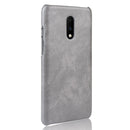 Litchi Texture PC + PU Shockproof Case for OnePlus 7(Gray)