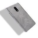 Litchi Texture PC + PU Shockproof Case for OnePlus 7(Gray)