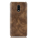 Litchi Texture PC + PU Shockproof Case for OnePlus 7(Brown)