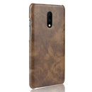 Litchi Texture PC + PU Shockproof Case for OnePlus 7(Brown)