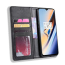 Magnetic Buckle Retro Crazy Horse Texture Horizontal Flip Leather Case for OnePlus 7, with Holder & Card Slots & Photo Frame(Black)