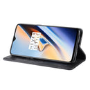 Magnetic Buckle Retro Crazy Horse Texture Horizontal Flip Leather Case for OnePlus 7, with Holder & Card Slots & Photo Frame(Black)