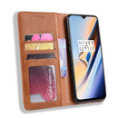 Magnetic Buckle Retro Crazy Horse Texture Horizontal Flip Leather Case for OnePlus 7, with Holder & Card Slots & Photo Frame(Brown)