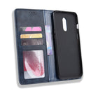 Magnetic Buckle Retro Crazy Horse Texture Horizontal Flip Leather Case for OnePlus 7, with Holder & Card Slots & Photo Frame(Blue)