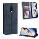 Magnetic Buckle Retro Crazy Horse Texture Horizontal Flip Leather Case for OnePlus 7, with Holder & Card Slots & Photo Frame(Blue)