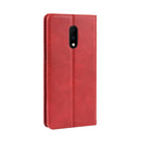 Magnetic Buckle Retro Crazy Horse Texture Horizontal Flip Leather Case for OnePlus 7, with Holder & Card Slots & Photo Frame(Red)
