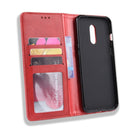 Magnetic Buckle Retro Crazy Horse Texture Horizontal Flip Leather Case for OnePlus 7, with Holder & Card Slots & Photo Frame(Red)
