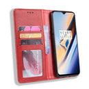 Magnetic Buckle Retro Crazy Horse Texture Horizontal Flip Leather Case for OnePlus 7, with Holder & Card Slots & Photo Frame(Red)