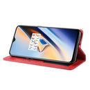 Magnetic Buckle Retro Crazy Horse Texture Horizontal Flip Leather Case for OnePlus 7, with Holder & Card Slots & Photo Frame(Red)