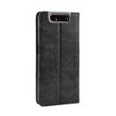 Magnetic Buckle Retro Crazy Horse Texture Horizontal Flip Leather Case for Galaxy A80 / A90, with Holder & Card Slots & Photo Frame(Black)