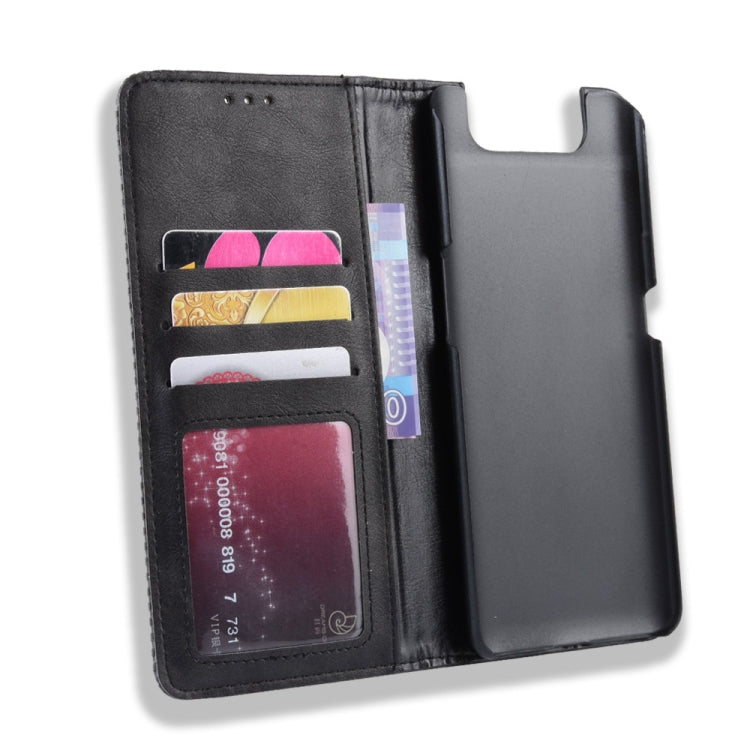 Magnetic Buckle Retro Crazy Horse Texture Horizontal Flip Leather Case for Galaxy A80 / A90, with Holder & Card Slots & Photo Frame(Black)