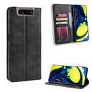 Magnetic Buckle Retro Crazy Horse Texture Horizontal Flip Leather Case for Galaxy A80 / A90, with Holder & Card Slots & Photo Frame(Black)
