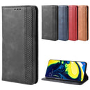 Magnetic Buckle Retro Crazy Horse Texture Horizontal Flip Leather Case for Galaxy A80 / A90, with Holder & Card Slots & Photo Frame(Blue)