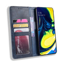 Magnetic Buckle Retro Crazy Horse Texture Horizontal Flip Leather Case for Galaxy A80 / A90, with Holder & Card Slots & Photo Frame(Blue)