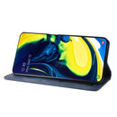 Magnetic Buckle Retro Crazy Horse Texture Horizontal Flip Leather Case for Galaxy A80 / A90, with Holder & Card Slots & Photo Frame(Blue)
