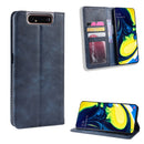 Magnetic Buckle Retro Crazy Horse Texture Horizontal Flip Leather Case for Galaxy A80 / A90, with Holder & Card Slots & Photo Frame(Blue)