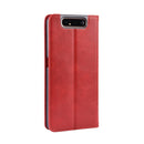 Magnetic Buckle Retro Crazy Horse Texture Horizontal Flip Leather Case for Galaxy A80 / A90, with Holder & Card Slots & Photo Frame(Red)